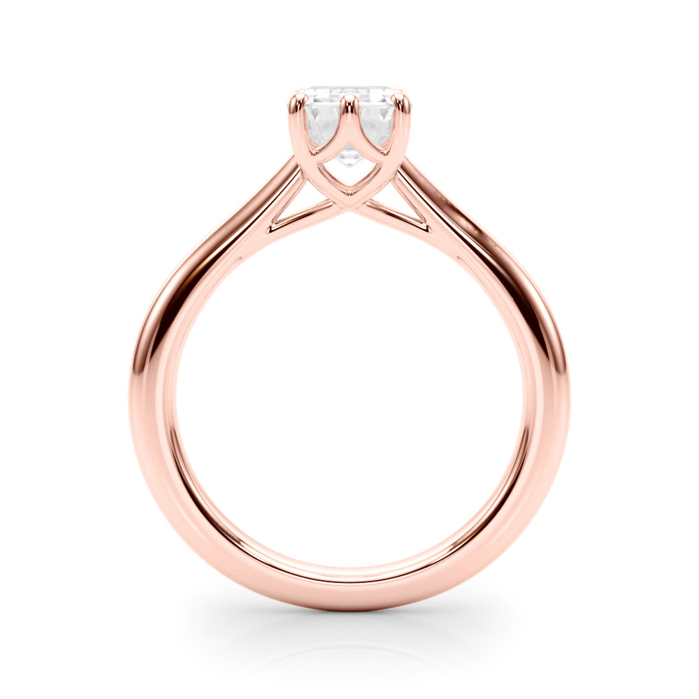 LUMEO Emerald Solitaire Diamond Engagement Ring Side View in 18k Solid Rose Gold 