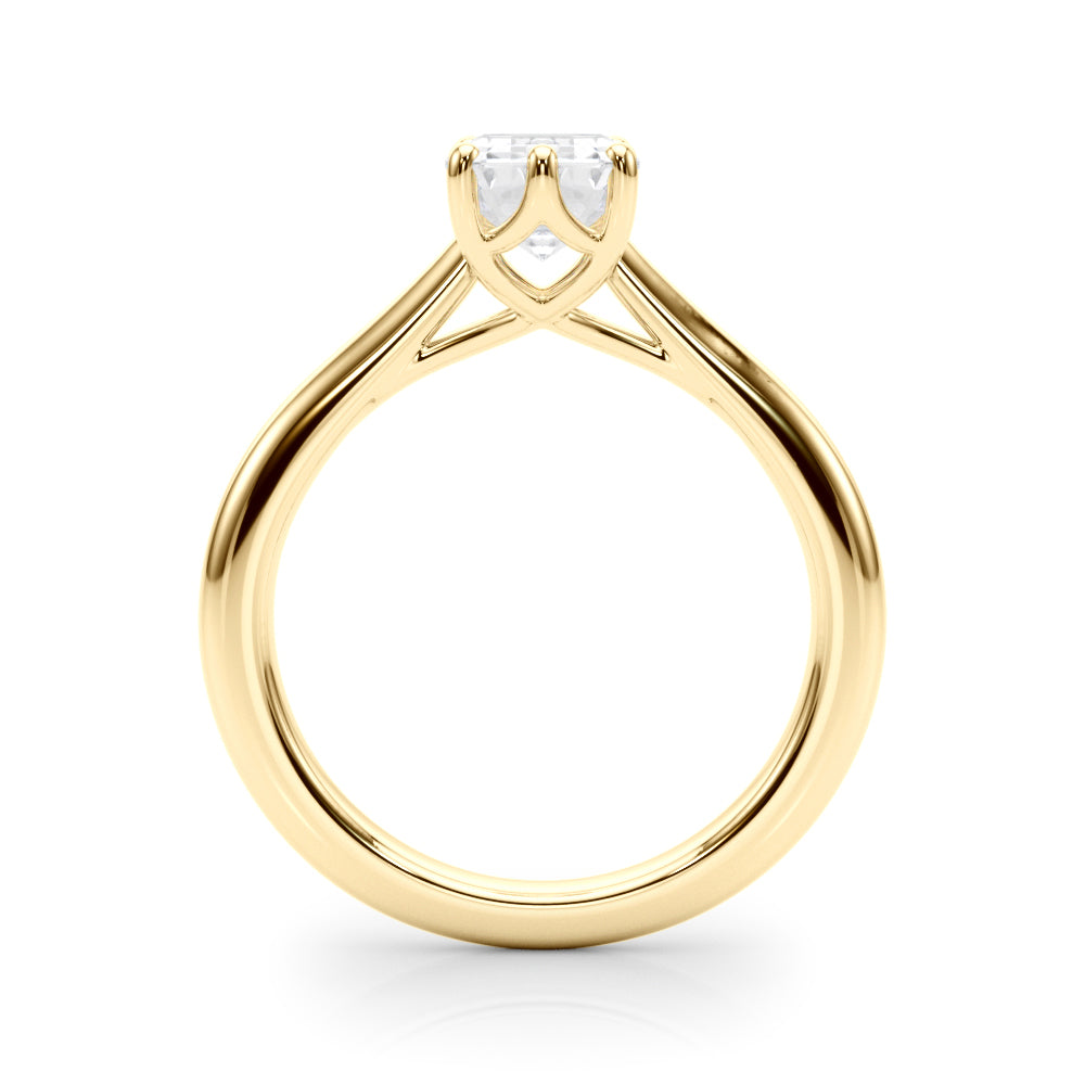 LUMEO Emerald Solitaire Diamond Engagement Ring Side View in 18k Solid Yellow Gold 