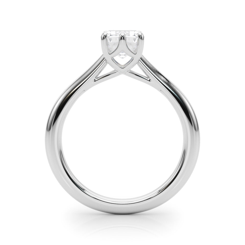 LUMEO Emerald Solitaire Diamond Engagement Ring Side View in Platinum 