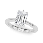 LUMEO Emerald Solitaire Diamond Engagement Ring Front View in Platinum 