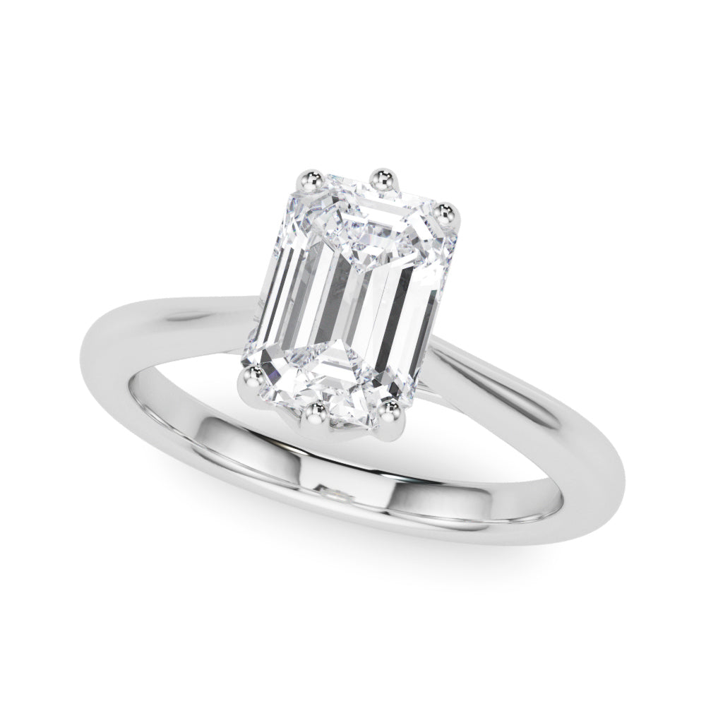 LUMEO Emerald Solitaire Diamond Engagement Ring Front View in Platinum 
