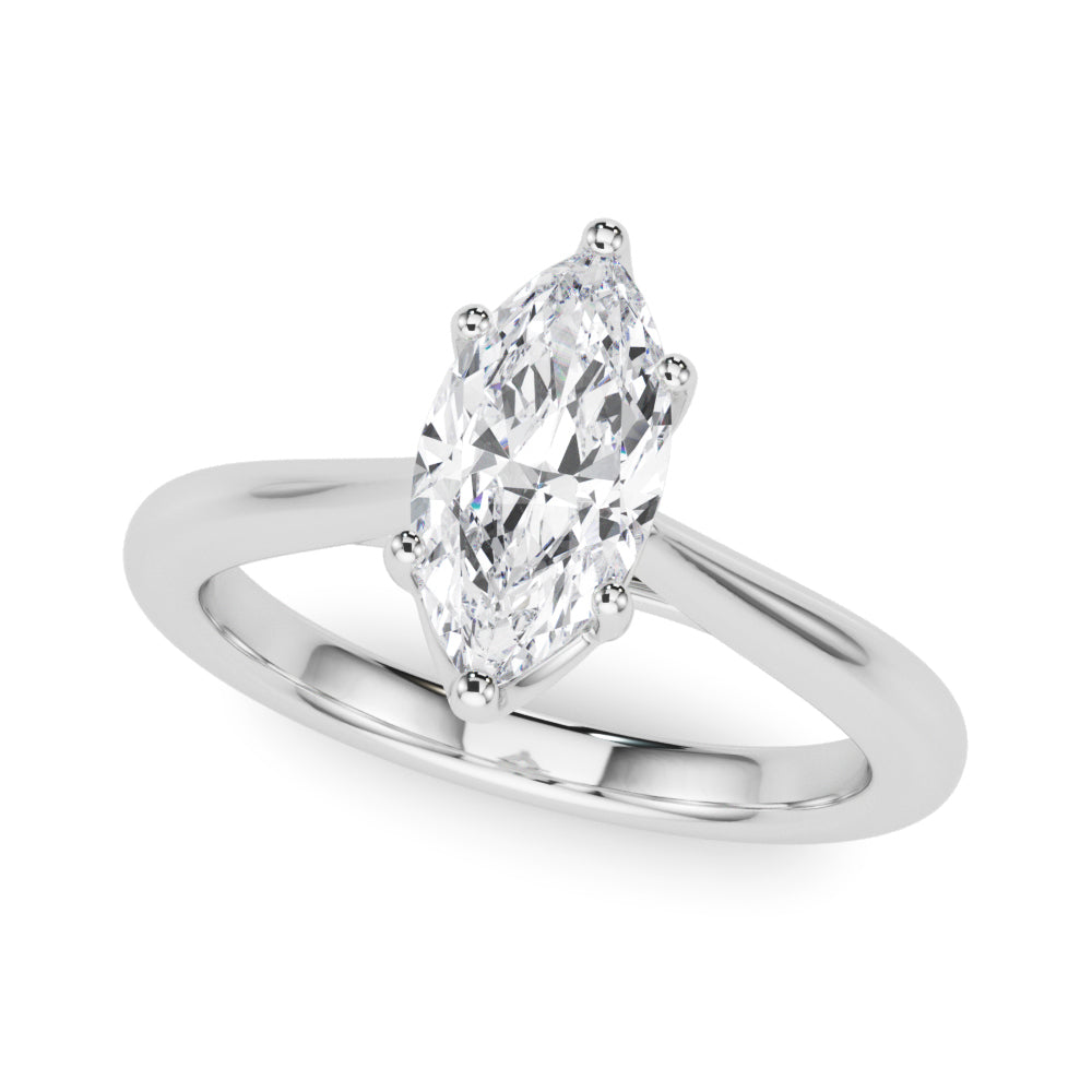 LUMEO Marquise Solitaire Diamond Engagement Ring Front View in Platinum 