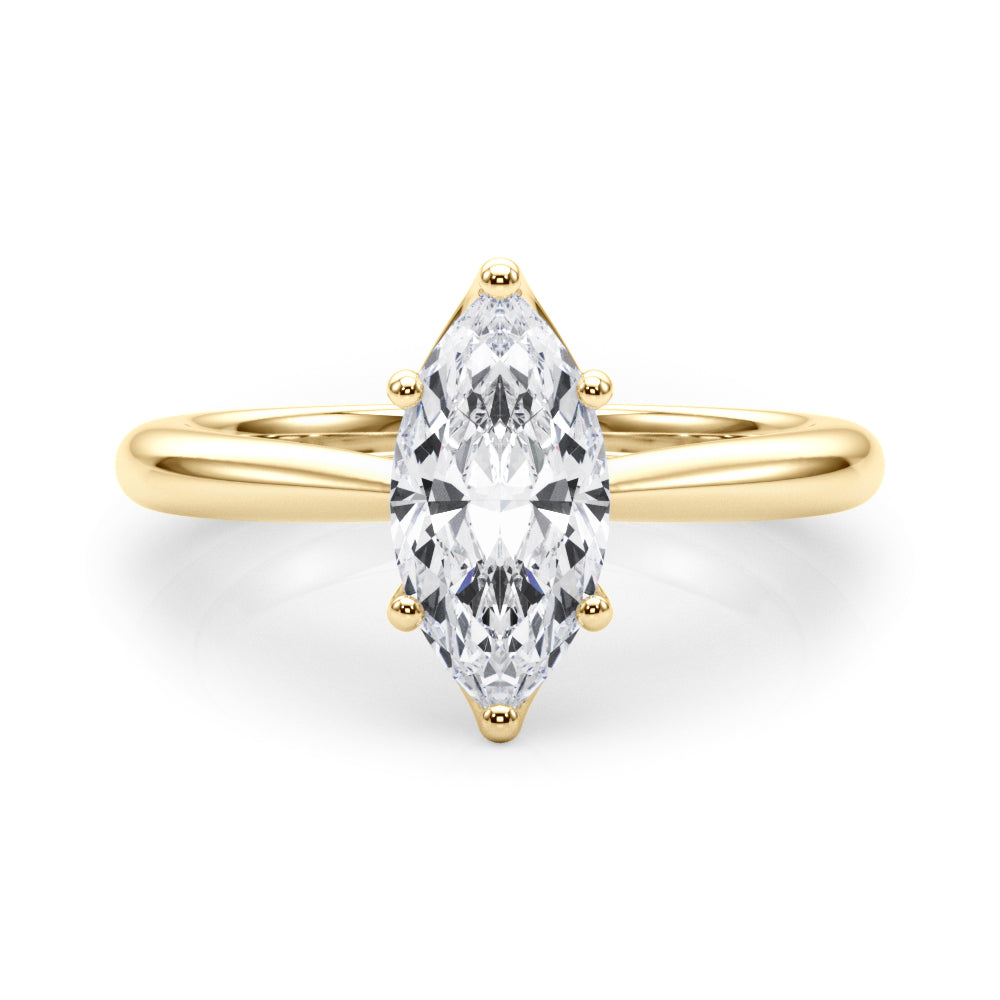 LUMEO Marquise Solitaire Diamond Engagement Ring Set in 18k Solid Yellow Gold 