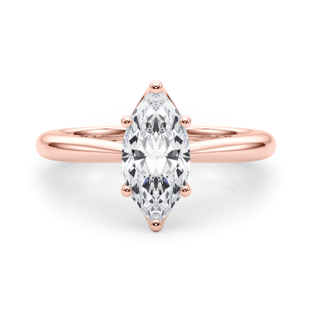 LUMEO Marquise Solitaire Diamond Engagement Ring Set in 18k Solid Rose Gold 