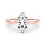 LUMEO Marquise Solitaire Diamond Engagement Ring Set in 18k Solid Rose Gold 