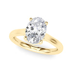 LUMEO Oval Solitaire Diamond Engagement Ring Front View in 18k Solid Yellow Gold 