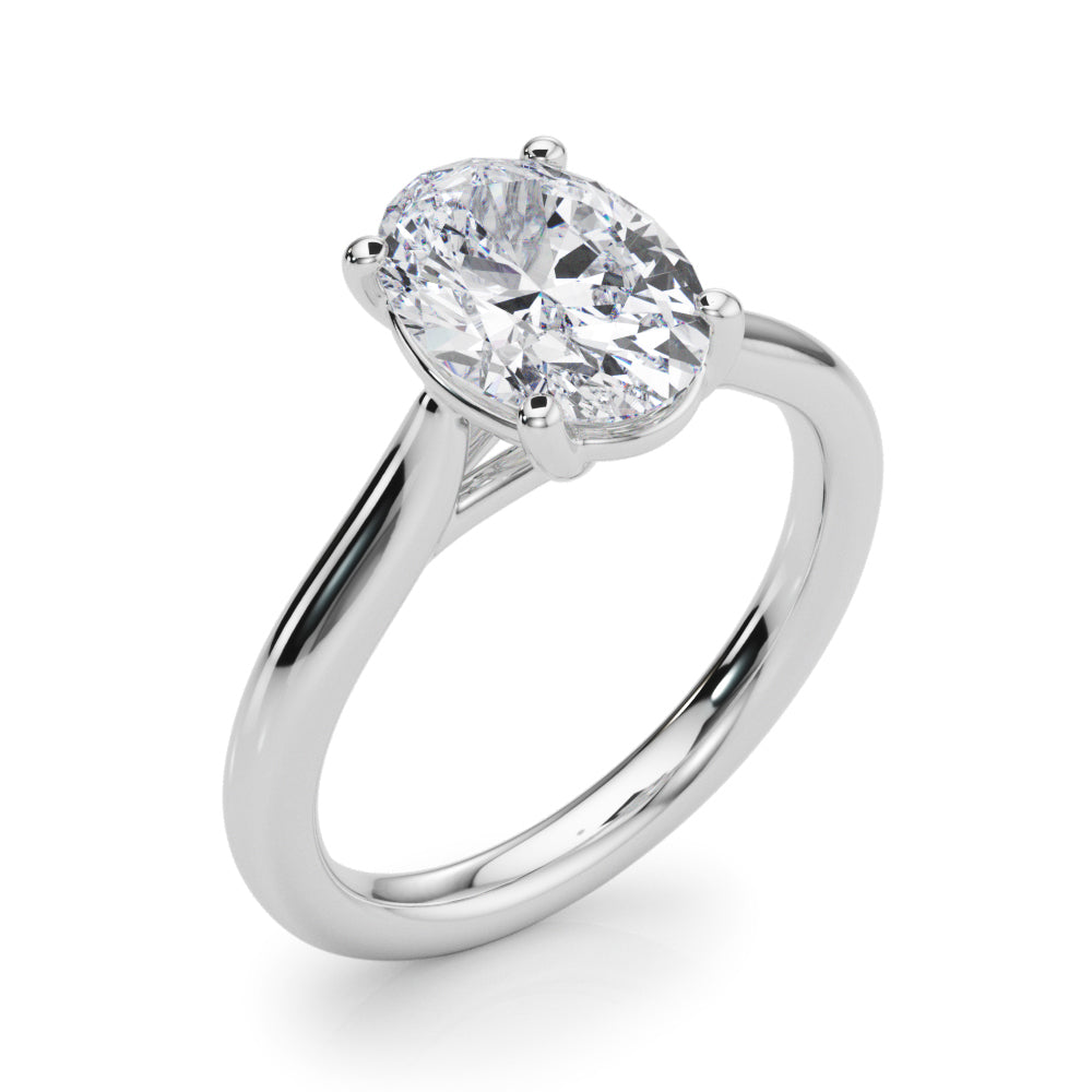 LUMEO Oval Solitaire Diamond Engagement Ring Angle View in Platinum 
