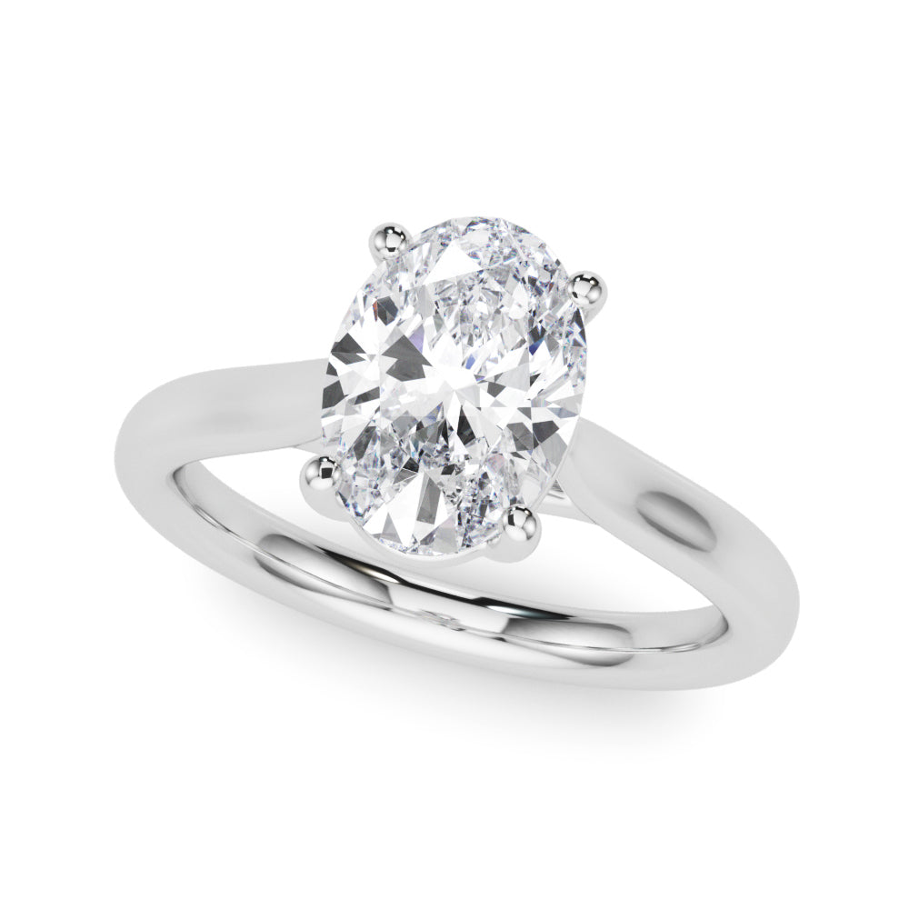 LUMEO Oval Solitaire Diamond Engagement Ring Front View in Platinum 