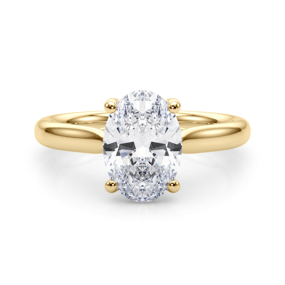 LUMEO Oval Solitaire Diamond Engagement Ring Set in 18k Solid Yellow Gold 