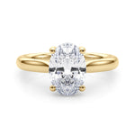 LUMEO Oval Solitaire Diamond Engagement Ring Set in 18k Solid Yellow Gold 