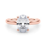 LUMEO Oval Solitaire Diamond Engagement Ring Set in 18k Solid Rose Gold 