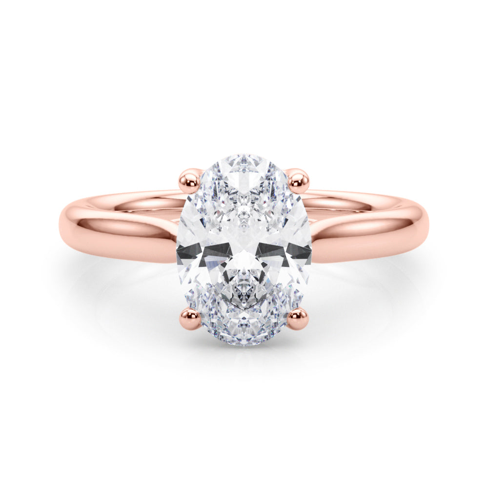 LUMEO Oval Solitaire Diamond Engagement Ring Set in 18k Solid Rose Gold 