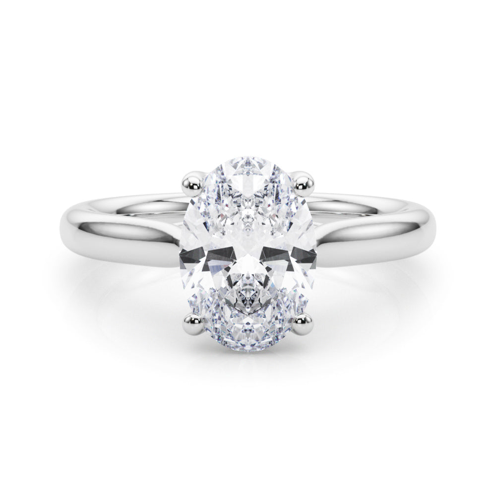 LUMEO Oval Solitaire Diamond Engagement Ring Set in Platinum 