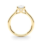 LUMEO Oval Solitaire Diamond Engagement Ring Side View in 18k Solid Yellow Gold 