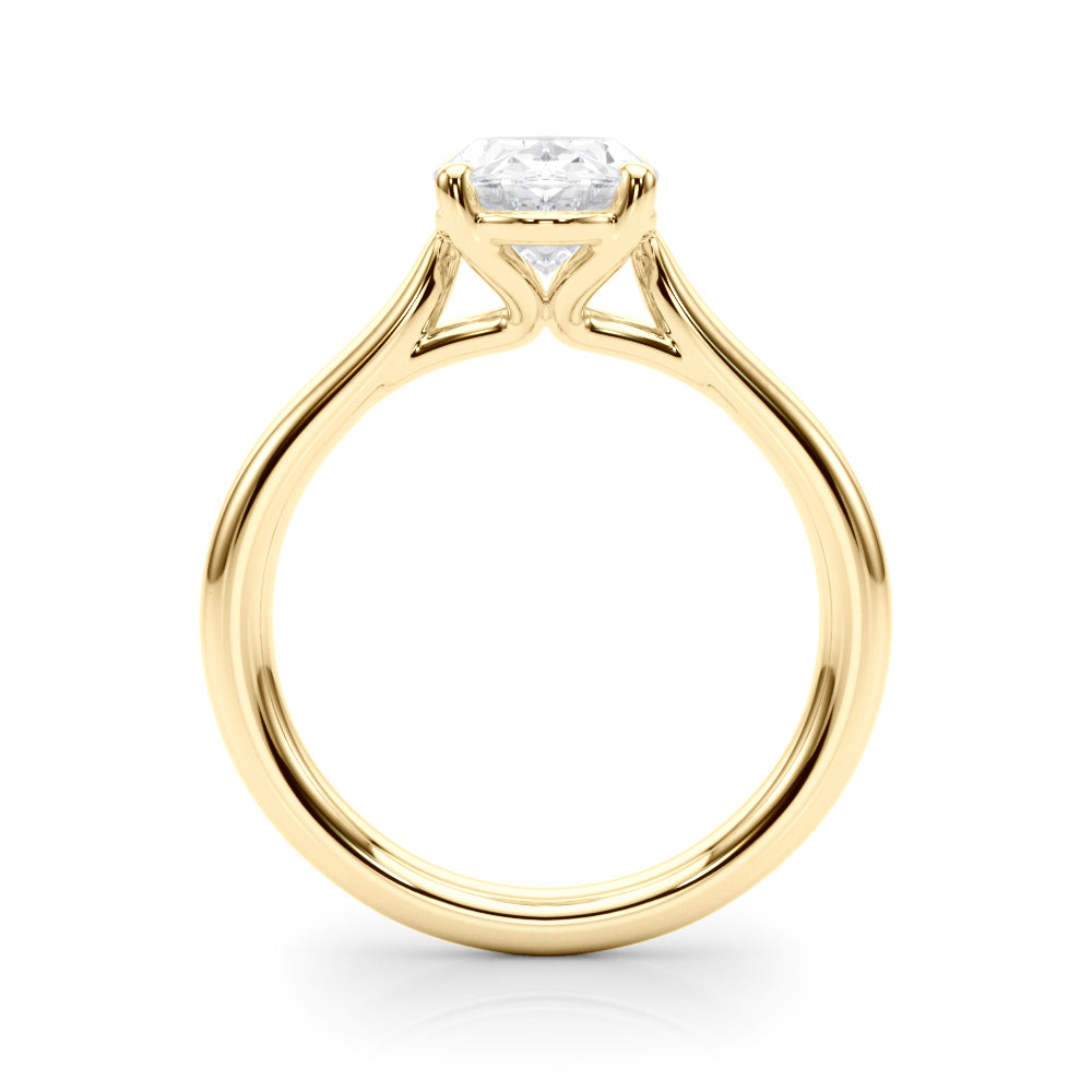 LUMEO Oval Solitaire Diamond Engagement Ring Side View in 18k Solid Yellow Gold 