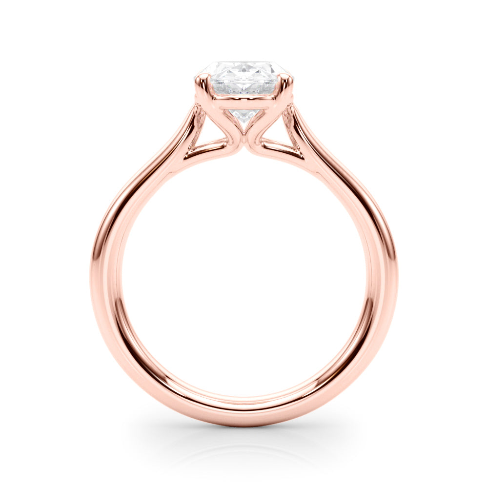 LUMEO Oval Solitaire Diamond Engagement Ring Side View in 18k Solid Rose Gold 