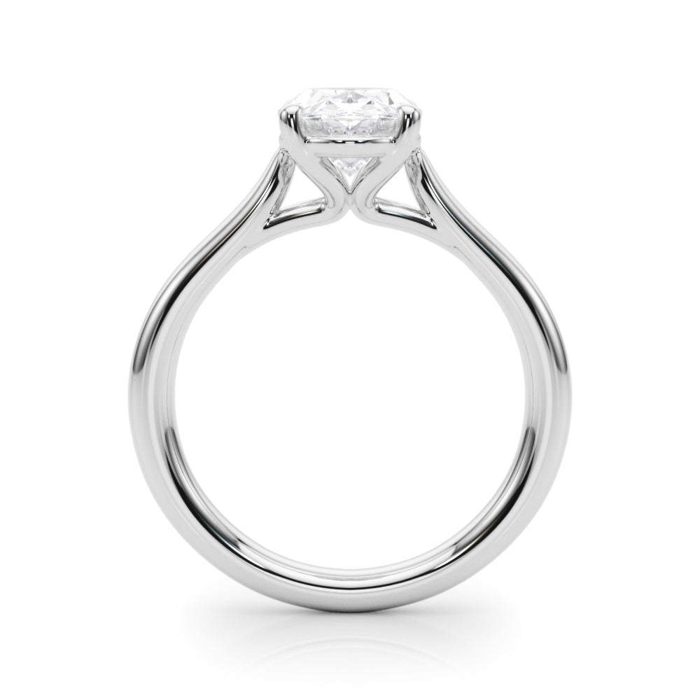 LUMEO Oval Solitaire Diamond Engagement Ring Side View in Platinum 
