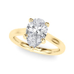 LUMEO Pear Solitaire Diamond Engagement Ring Front View in 18k Solid Yellow Gold 