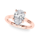LUMEO Pear Solitaire Diamond Engagement Ring Front View in 18k Solid Rose Gold 
