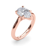 LUMEO Pear Solitaire Diamond Engagement Ring Angle View in 18k Solid Rose Gold 