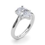 LUMEO Pear Solitaire Diamond Engagement Ring Angle View in Platinum 