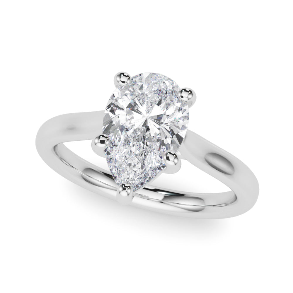 LUMEO Pear Solitaire Diamond Engagement Ring Front View in Platinum 