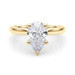 LUMEO Pear Solitaire Diamond Engagement Ring Set in 18k Solid Yellow Gold 