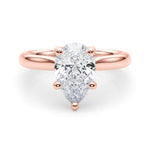 LUMEO Pear Solitaire Diamond Engagement Ring Set in 18k Solid Rose Gold 