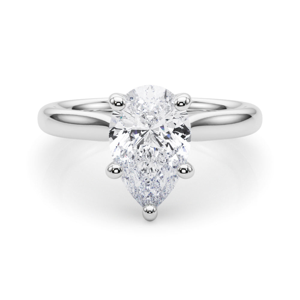 LUMEO Pear Solitaire Diamond Engagement Ring Set in Platinum 