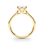 LUMEO Pear Solitaire Diamond Engagement Ring Side View in 18k Solid Yellow Gold 