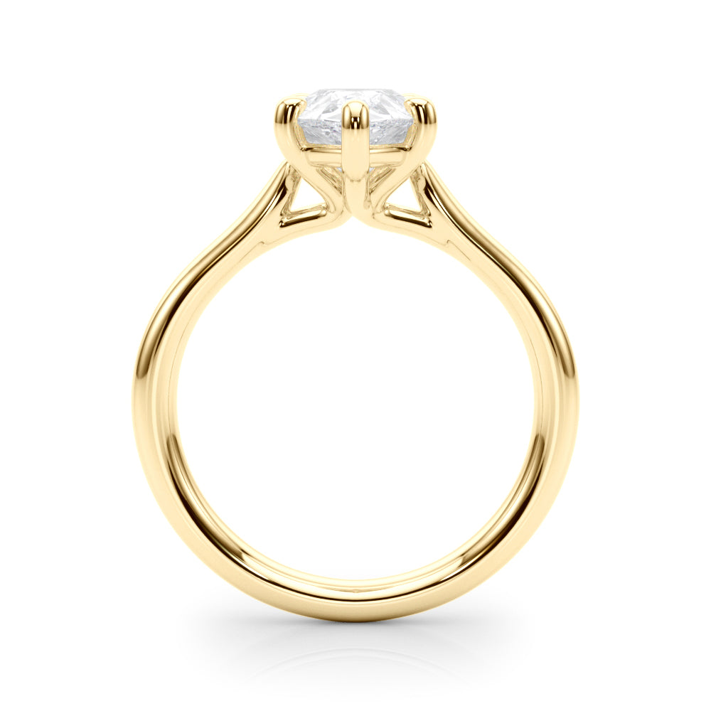 LUMEO Pear Solitaire Diamond Engagement Ring Side View in 18k Solid Yellow Gold 