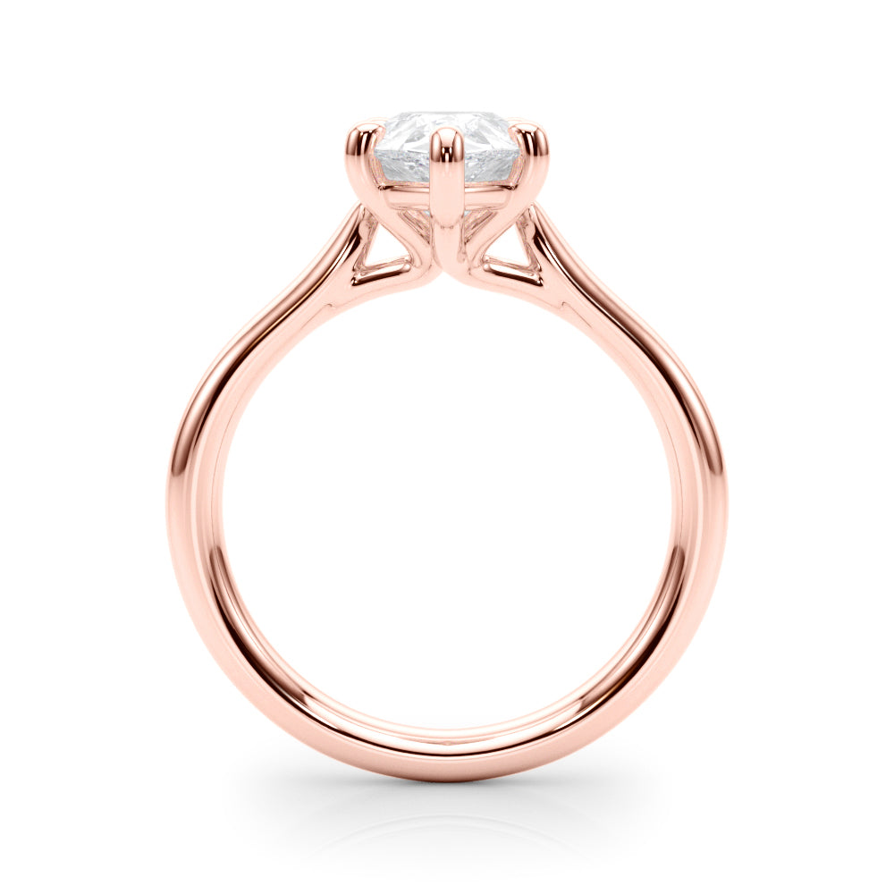 LUMEO Pear Solitaire Diamond Engagement Ring Side View in 18k Solid Rose Gold 
