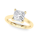 LUMEO Princess Solitaire Diamond Engagement Ring Front View in 18k Solid Yellow Gold 