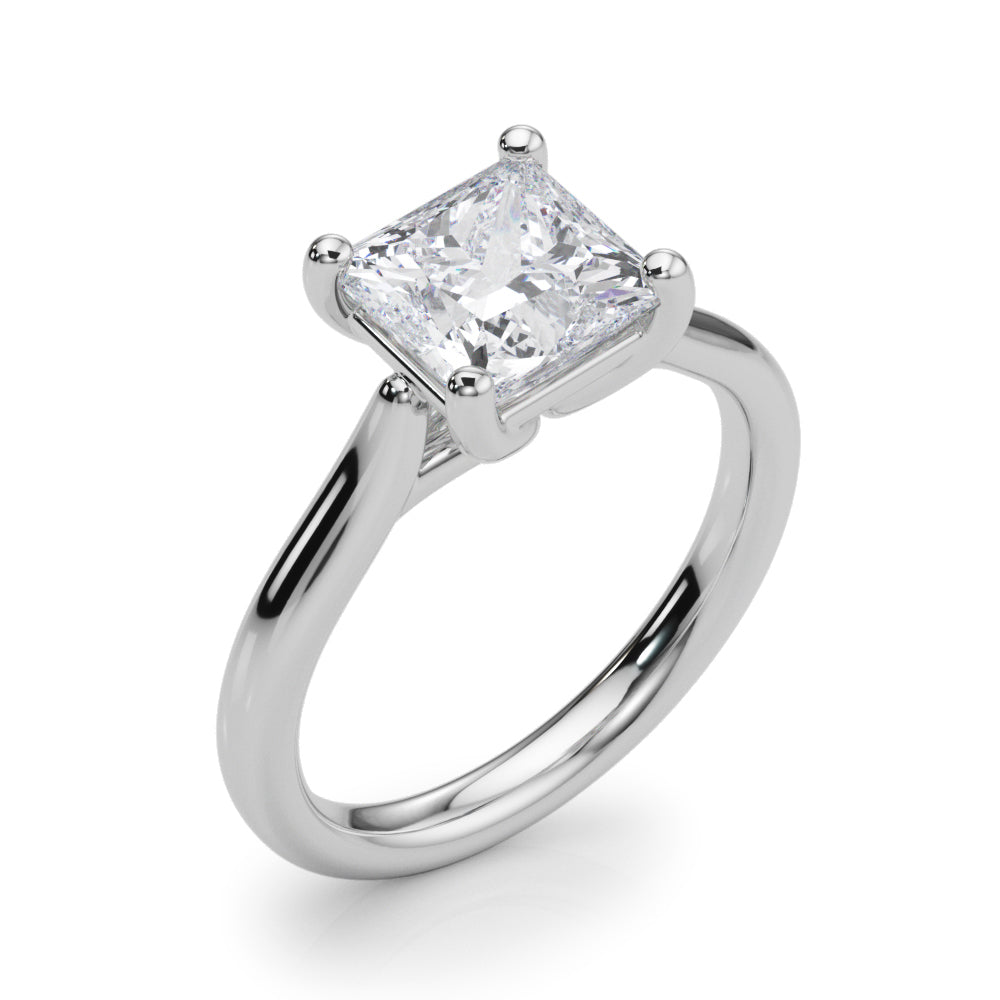 LUMEO Princess Solitaire Diamond Engagement Ring Angle View in Platinum 