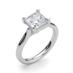 LUMEO Princess Solitaire Diamond Engagement Ring Angle View in Platinum 