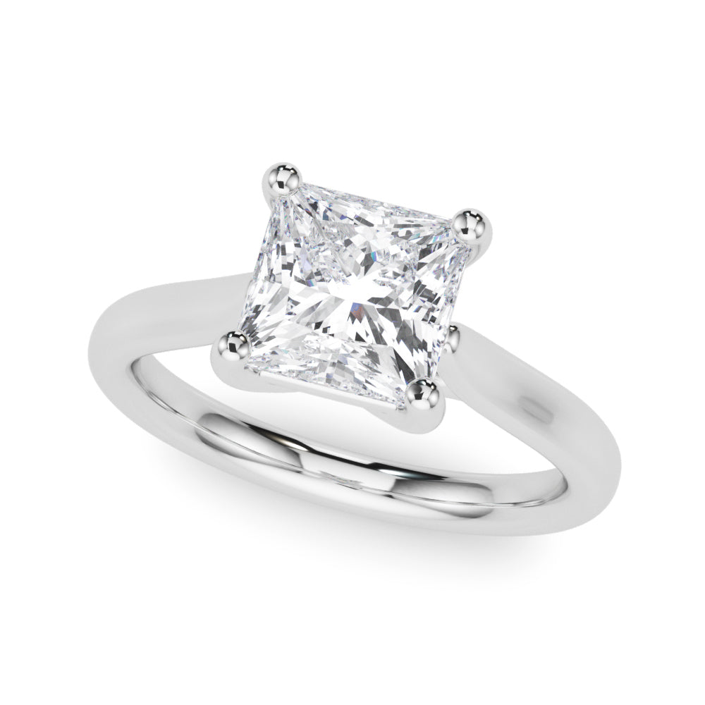 LUMEO Princess Solitaire Diamond Engagement Ring Front View in Platinum 