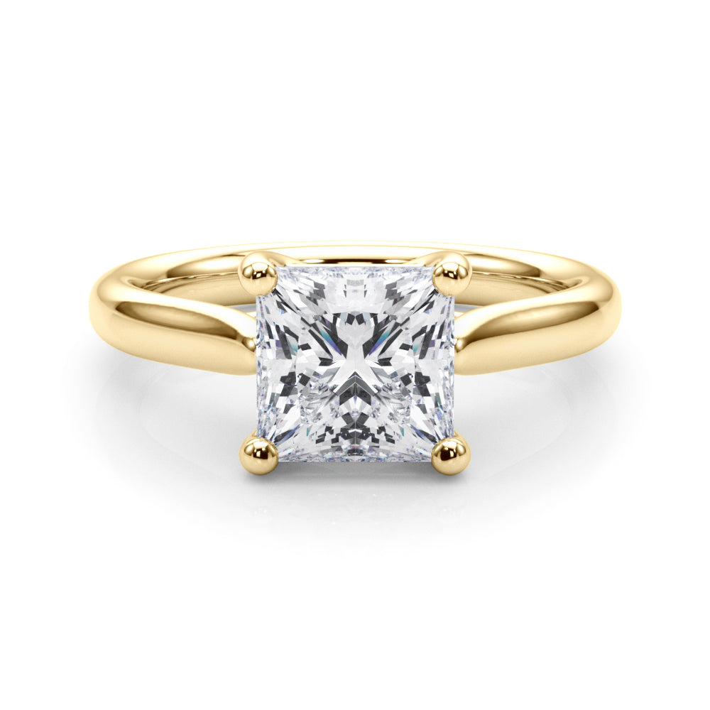 LUMEO Princess Solitaire Diamond Engagement Ring Set in 18k Solid Yellow Gold 