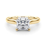 LUMEO Princess Solitaire Diamond Engagement Ring Set in 18k Solid Yellow Gold 