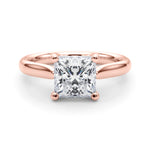 LUMEO Princess Solitaire Diamond Engagement Ring Set in 18k Solid Rose Gold 