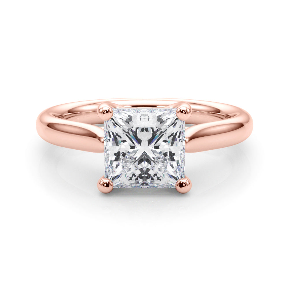 LUMEO Princess Solitaire Diamond Engagement Ring Set in 18k Solid Rose Gold 