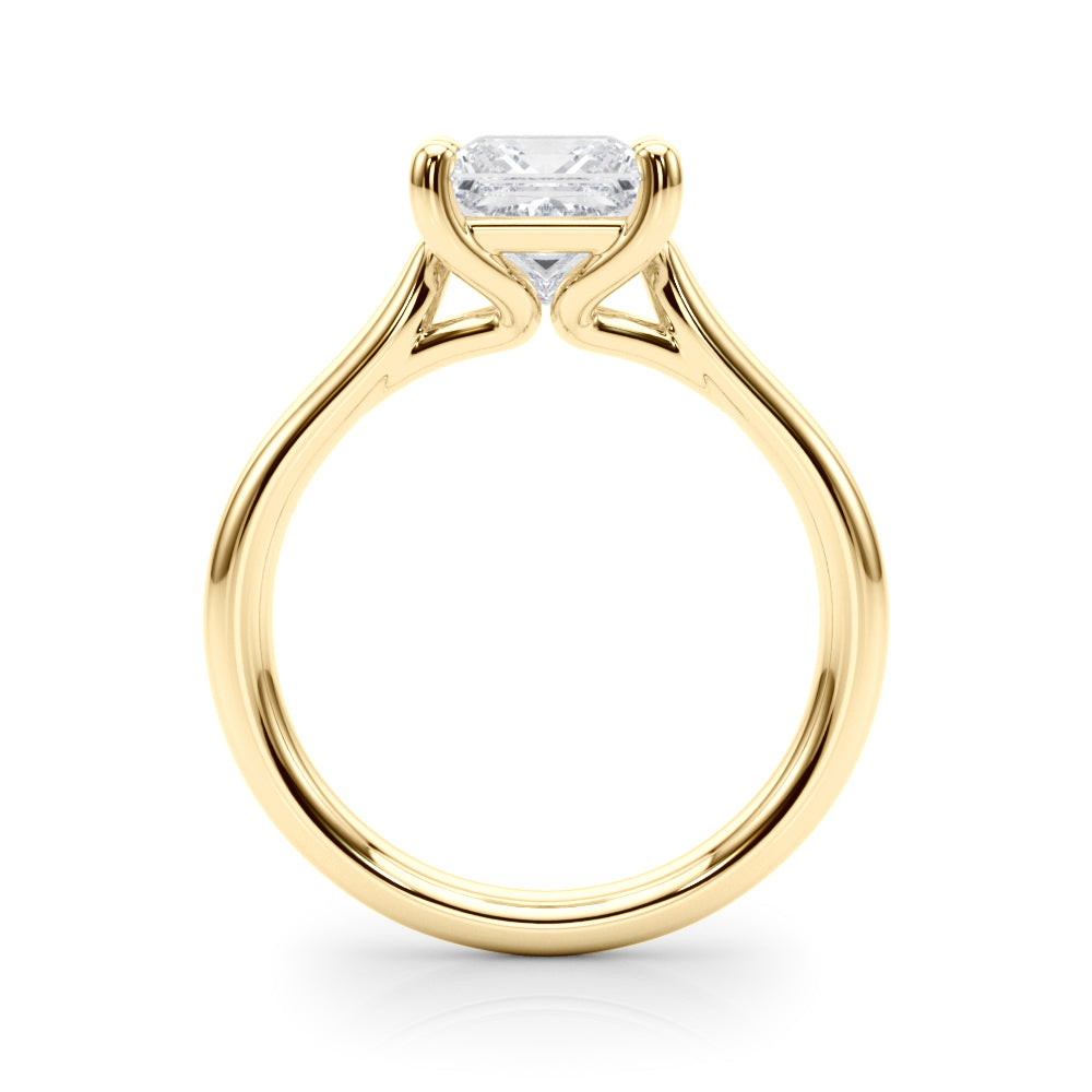 LUMEO Princess Solitaire Diamond Engagement Ring Side View in 18k Solid Yellow Gold 