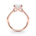 LUMEO Princess Solitaire Diamond Engagement Ring Side View in 18k Solid Rose Gold 
