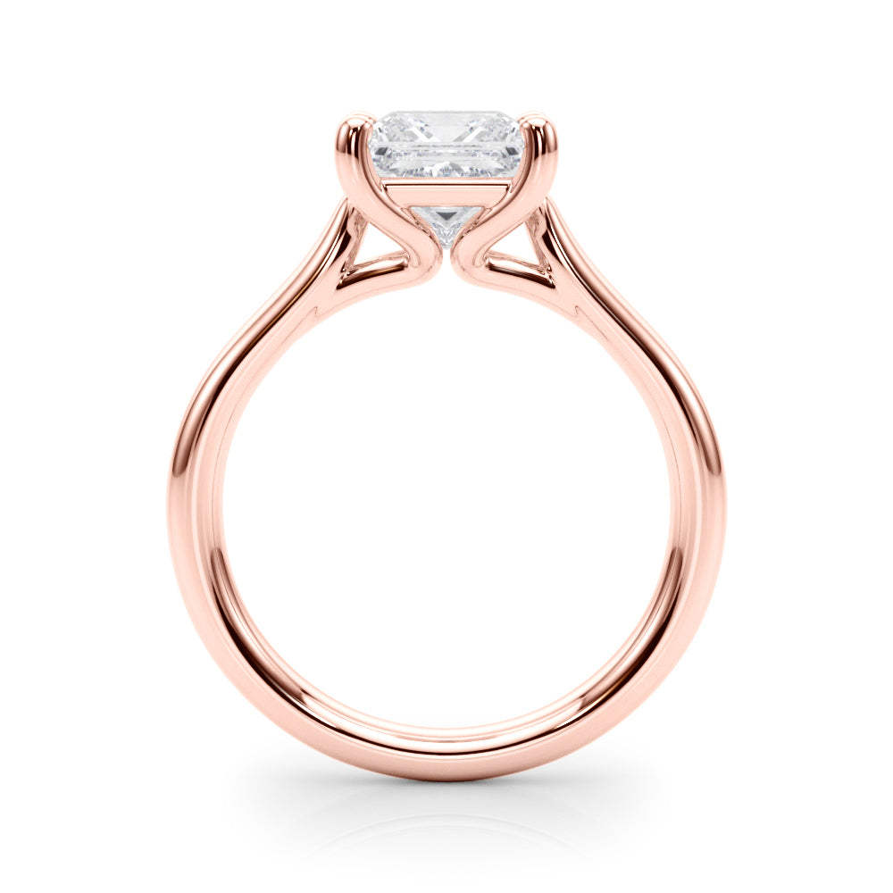 LUMEO Princess Solitaire Diamond Engagement Ring Side View in 18k Solid Rose Gold 