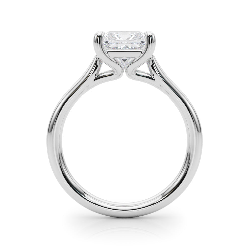 LUMEO Princess Solitaire Diamond Engagement Ring Side View in Platinum 