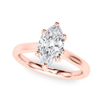 LUMEO Marquise Solitaire Diamond Engagement Ring Front View in 18k Solid Rose Gold 