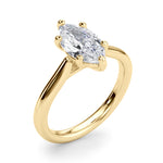 LUMEO Marquise Solitaire Diamond Engagement Ring Angle View in 18k Solid Yellow Gold 