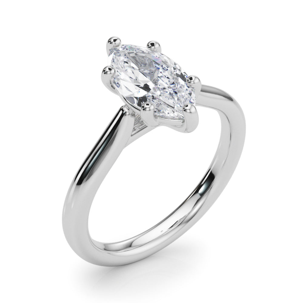 LUMEO Marquise Solitaire Diamond Engagement Ring Angle View in Platinum 