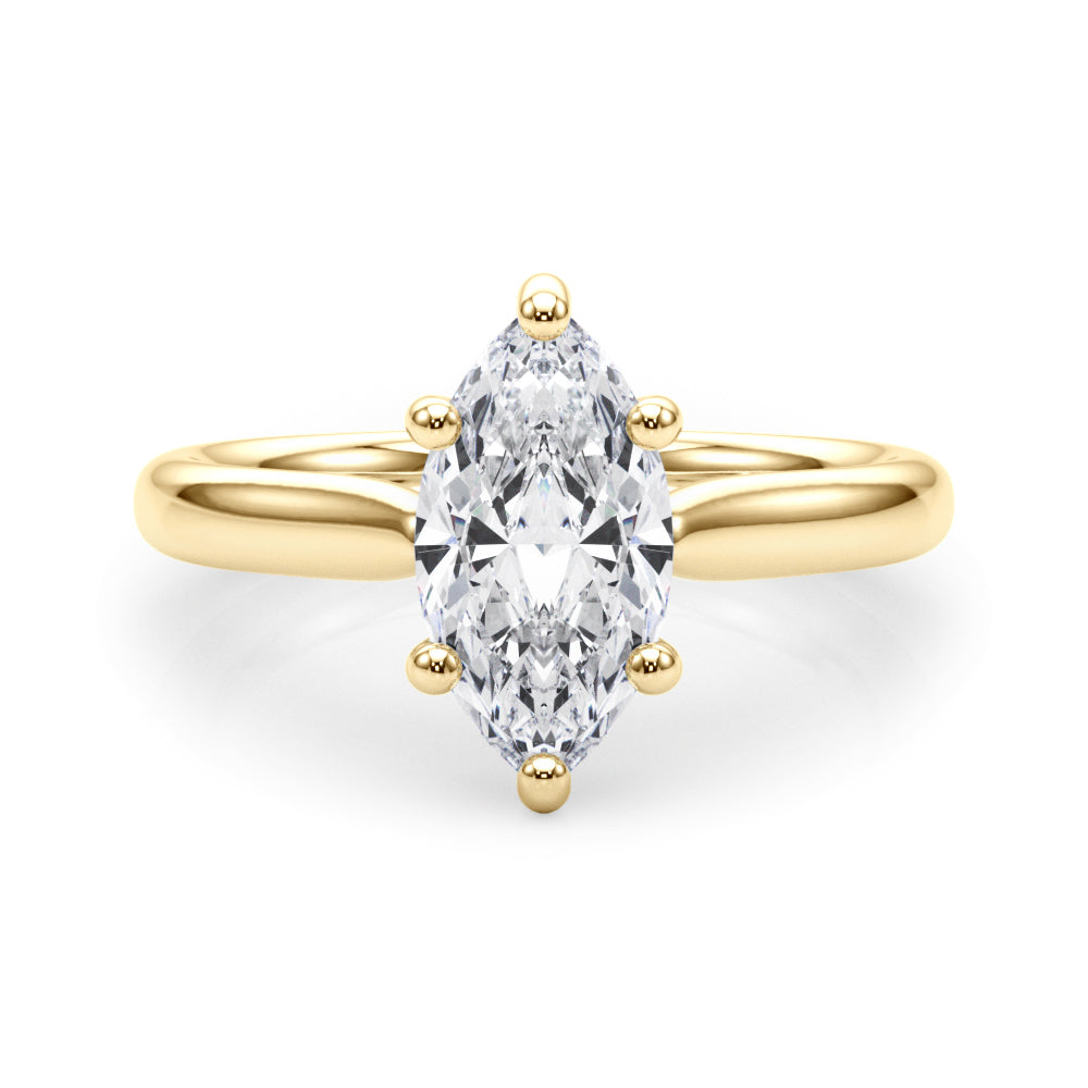 LUMEO Marquise Solitaire Diamond Engagement Ring Set in 18k Solid Yellow Gold 