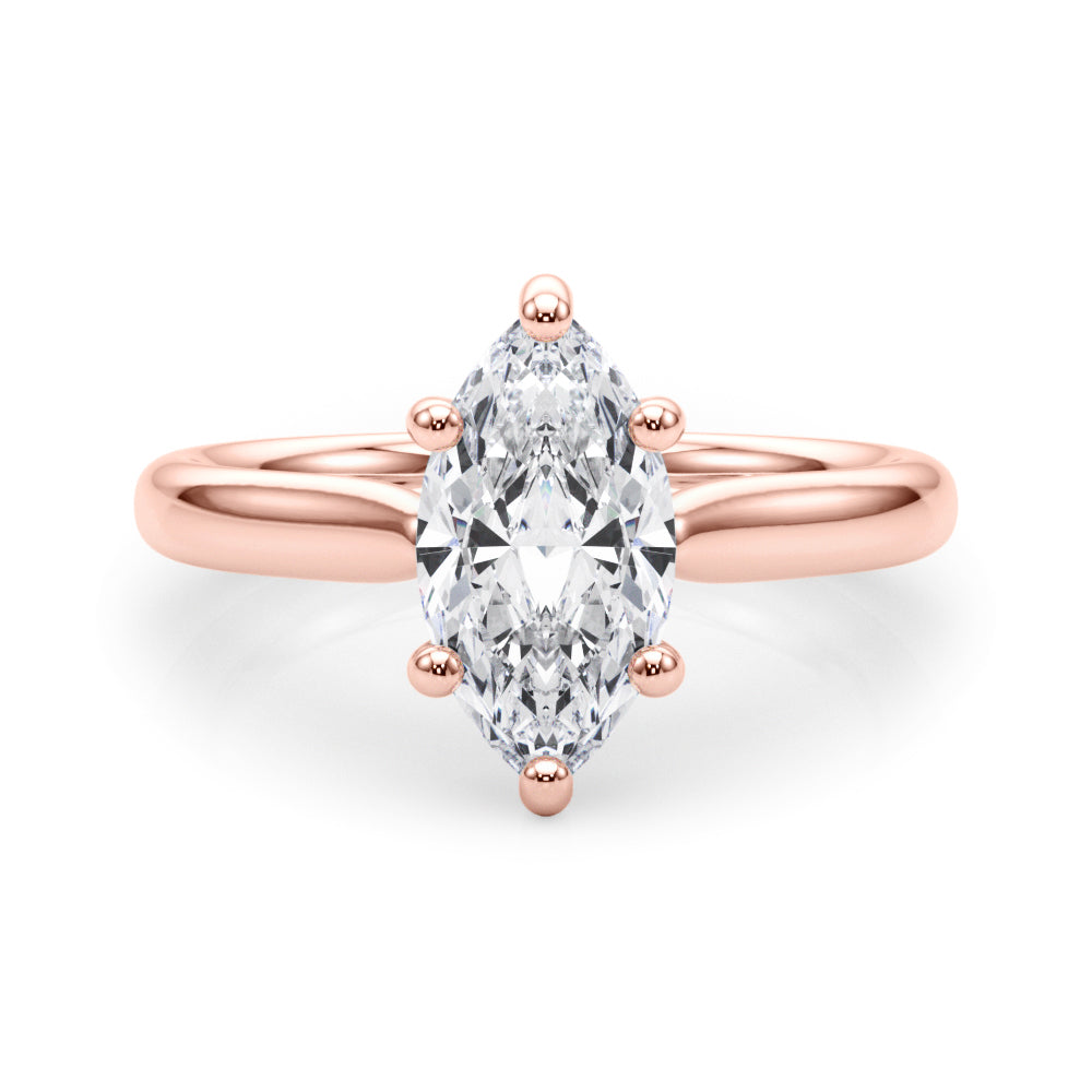 LUMEO Marquise Solitaire Diamond Engagement Ring Set in 18k Solid Rose Gold 