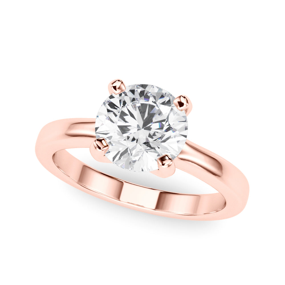 LUMEO Round Solitaire Diamond Engagement Ring Front View in 18k Solid Rose Gold 